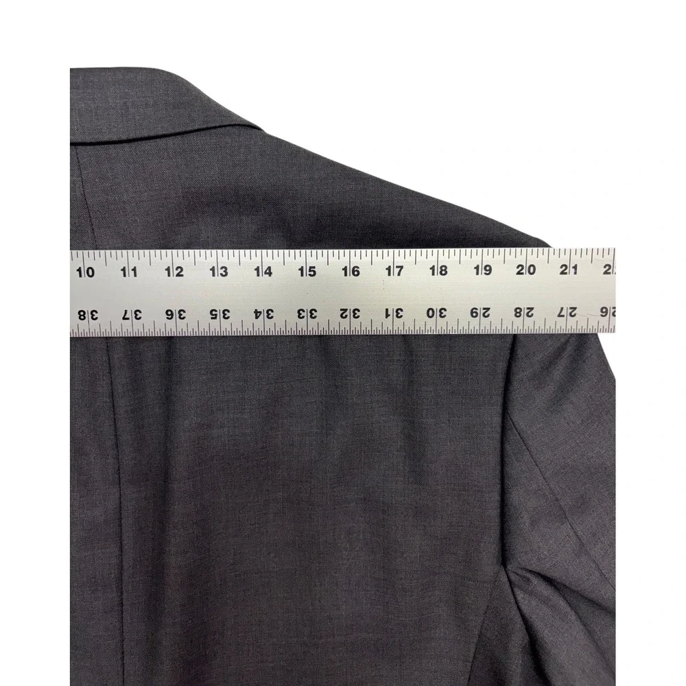 Joseph Abboud 46R 38x32 Gray 2pc Pant Suit 100% Wool Flat Front Two Button Mens